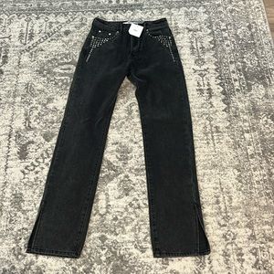 Black studded Adika straight leg jeans